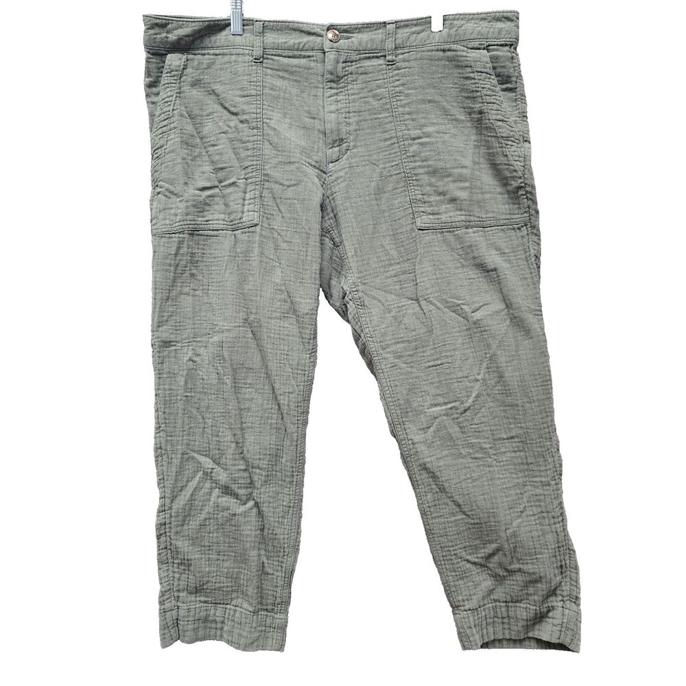 Old Navy Womens Size 20 Arugula Green Slouchy Tapered Gauze Utility Pants Ankle